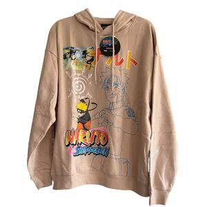 Naruto Shippuden Hoodie Pullover Beige Graphic Anime Streetwear Unisex M Rue 21
